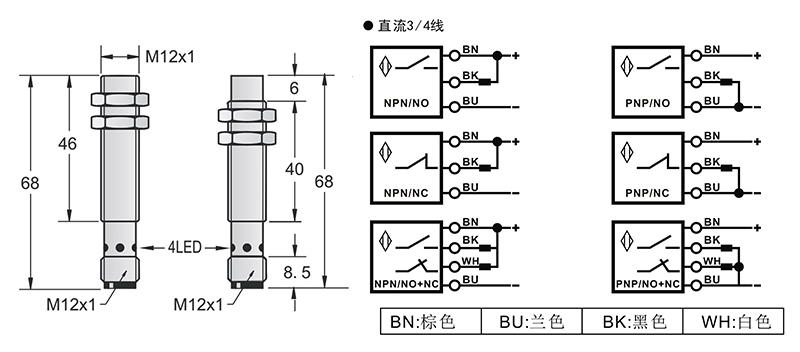 M12-M12金屬感應面接近開關 M12-M12金屬感應面接近開關