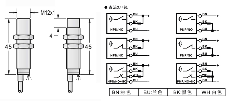 M12高溫100度電感式接近開關 M12高溫100度電感式接近開關