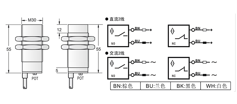 DC 2線 M30兩線電感式接近開關 DC 2線 M30兩線電感式接近開關