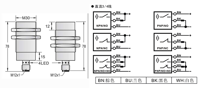 M30-M12長距離電感式接近開關(guān)接頭式 M30-M12長距離電感式接近開關(guān)接頭式