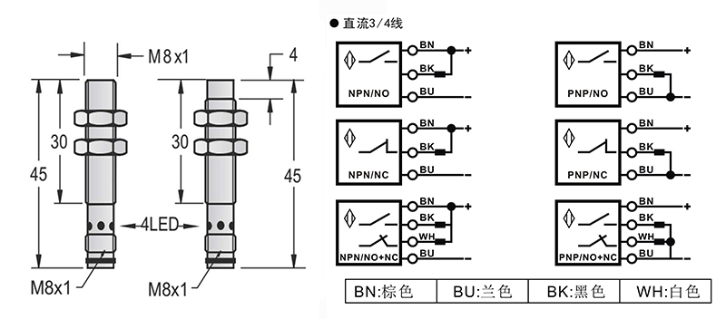 M8-M8-45mm圓柱標(biāo)準(zhǔn)型接近開關(guān)接頭式 M8-M8-45mm圓柱標(biāo)準(zhǔn)型接近開關(guān)接頭式