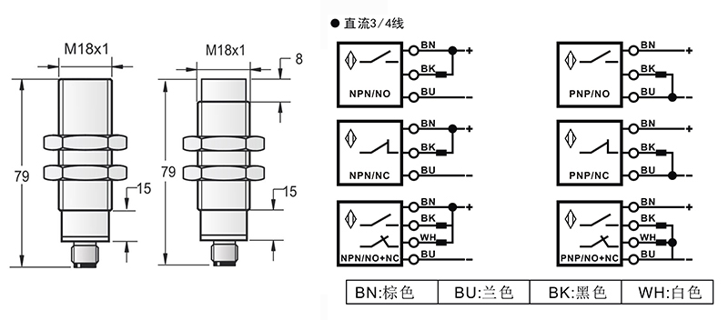 M18模擬量電流輸出 接頭式接近開關 M18模擬量電流輸出 接頭式接近開關